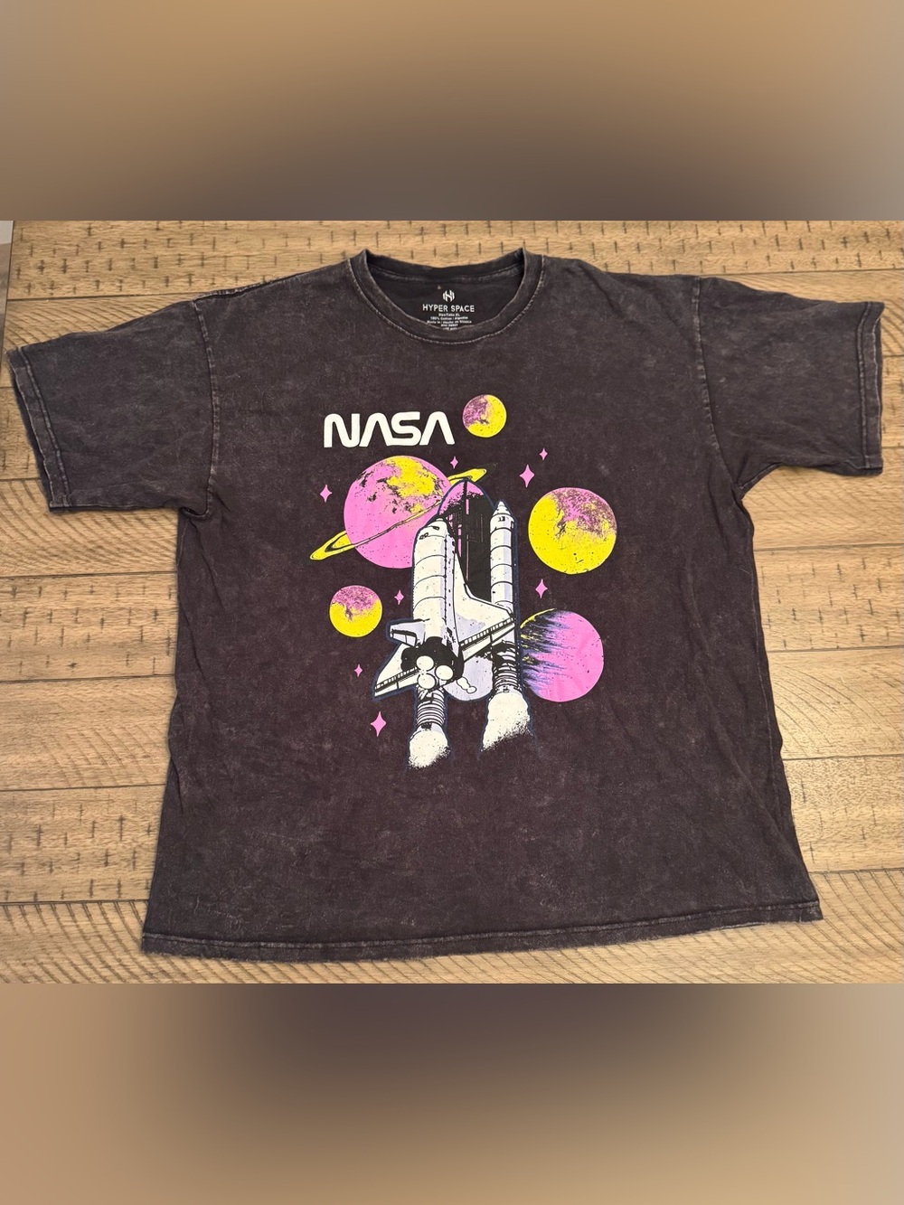 NASA Hyper Space Graphic T-Shirt, Acid Wash